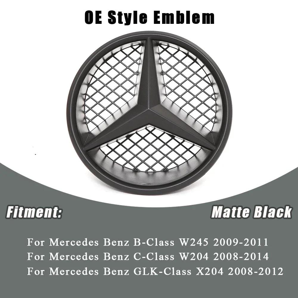 Car Front Grilled Star Emblem LED Illuminated Logo Glossy Black Border and Chrome Silver For Mercedes Benz W204 W245 X204 Class