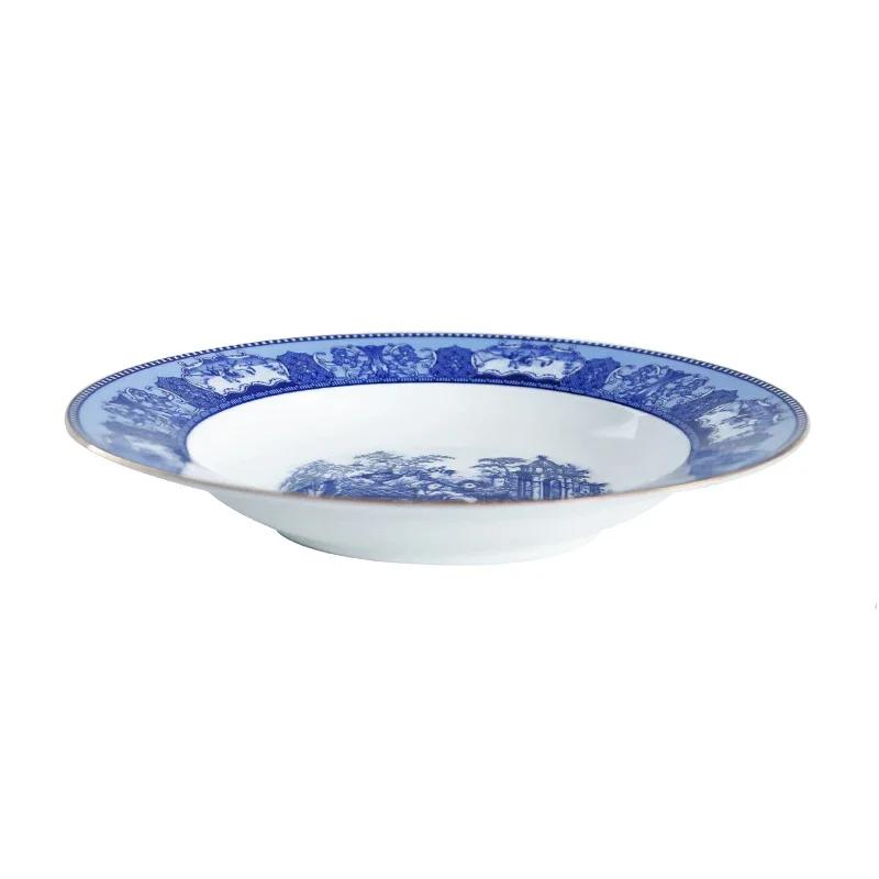 Blue Downton Abbey Food Plates, French Retro Tea Cup Set, Bowls, Dinner Plates, Fruit Tray, Fish Dish, Tableware, Dinnerware
