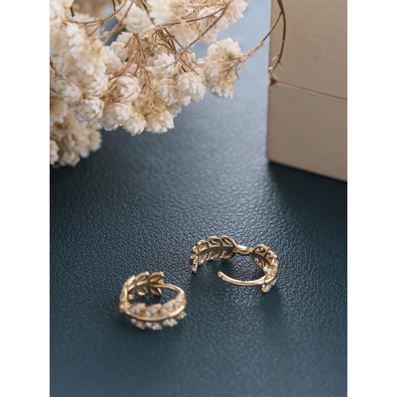 Rice Fragrance 18K Gold-Plated S925 Silver Wheat Ear Earrings - Shiny & Exquisite Women's Ear Clips
