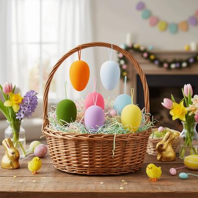 Fabric Foam Material Easter Egg Ornament Colorful Flocking Flocking Design Flocking Egg Ornament Foam Material Colorful Design