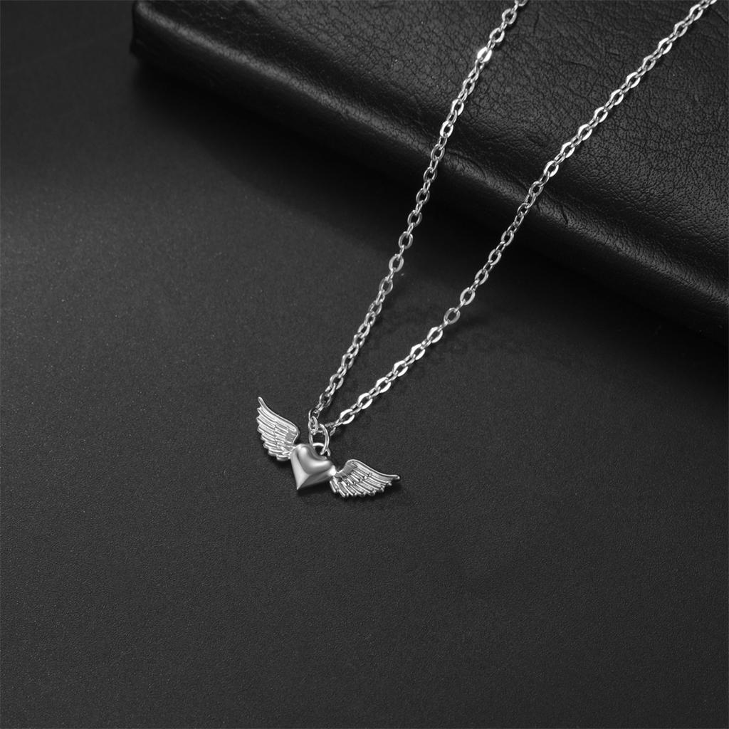 EUEAVAN Angel Wings Heart Necklace Woman Girl Stainless Steel Fashion Love Bracelet Lover Anniversary Wedding Jewelry Gift