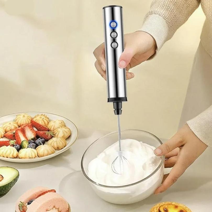 Espumador de Leche Eléctrico de Mano 3 en 1 3 Velocidades Ajustables Mini Batidora de Mano Varilla Desmontable de Acero Inoxidable Herramienta para Uso en la Cocina del Hogar