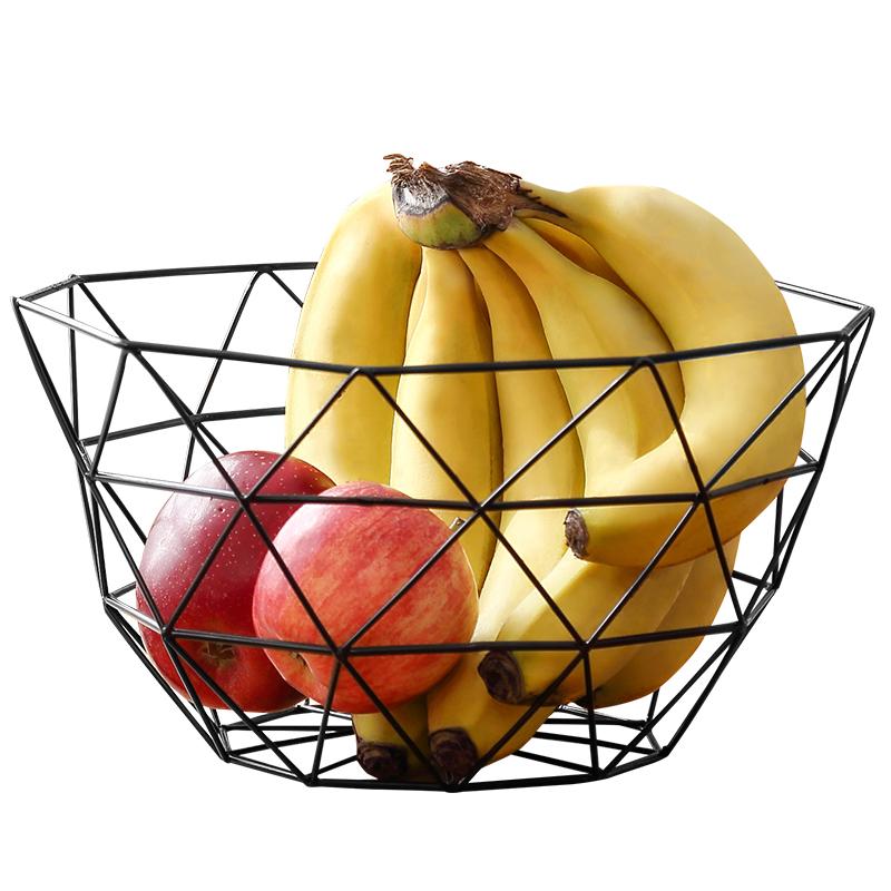 Fruit Bowl Washing Fruit Hollow Drain Basket Iron Fruit Basket Living Room Coffee Table Net Red Fruit Plate Snack Storage Basket