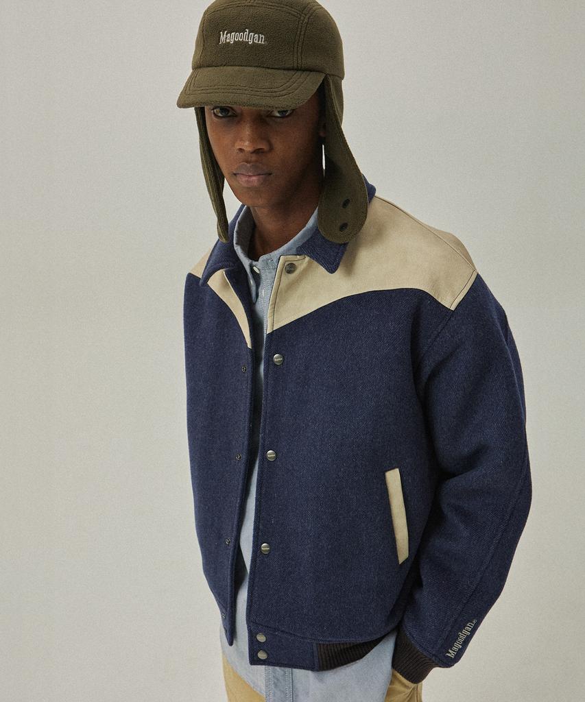 Magoodgan Varsity 5703 Western Wool Padded Navy Stadium Jacket