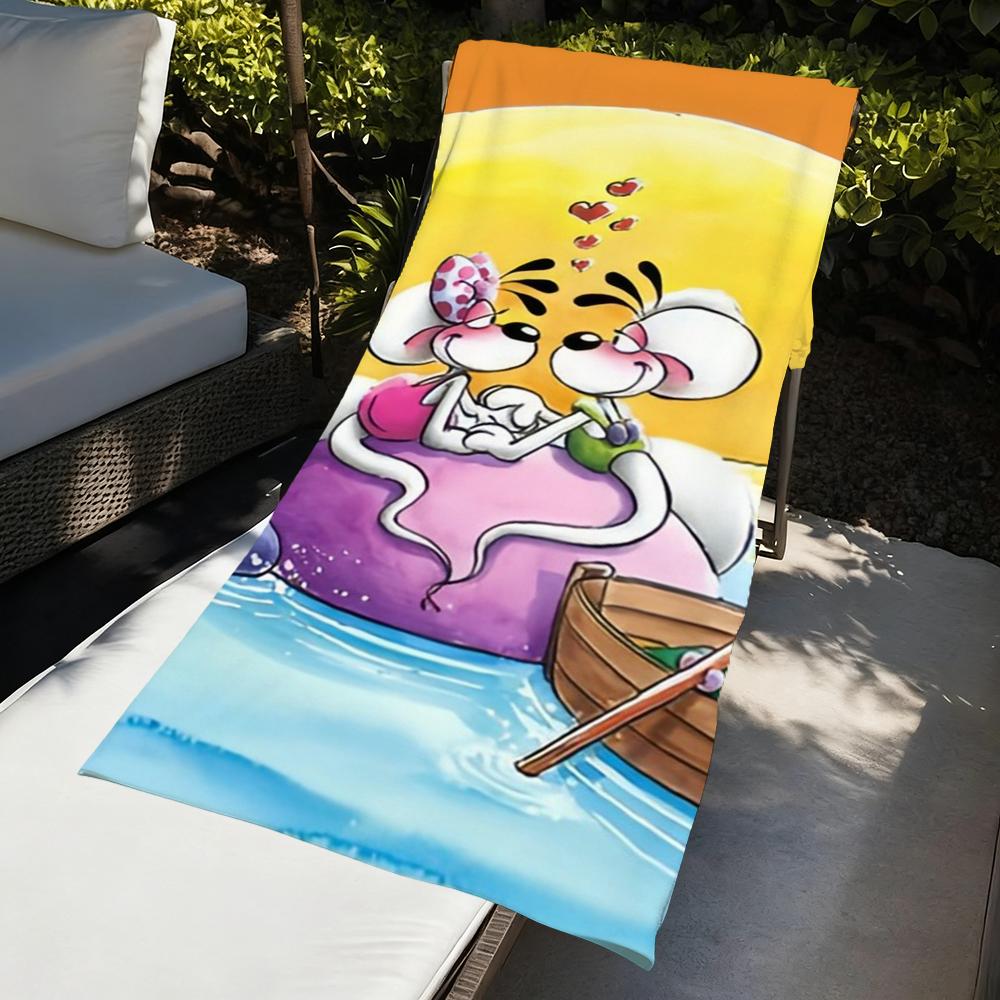 D-Diddl-l Cartoon Towel Large Quick-Drying Microfiber Soft Beach Towel for Travel Fitness Sauna Bathing Camping