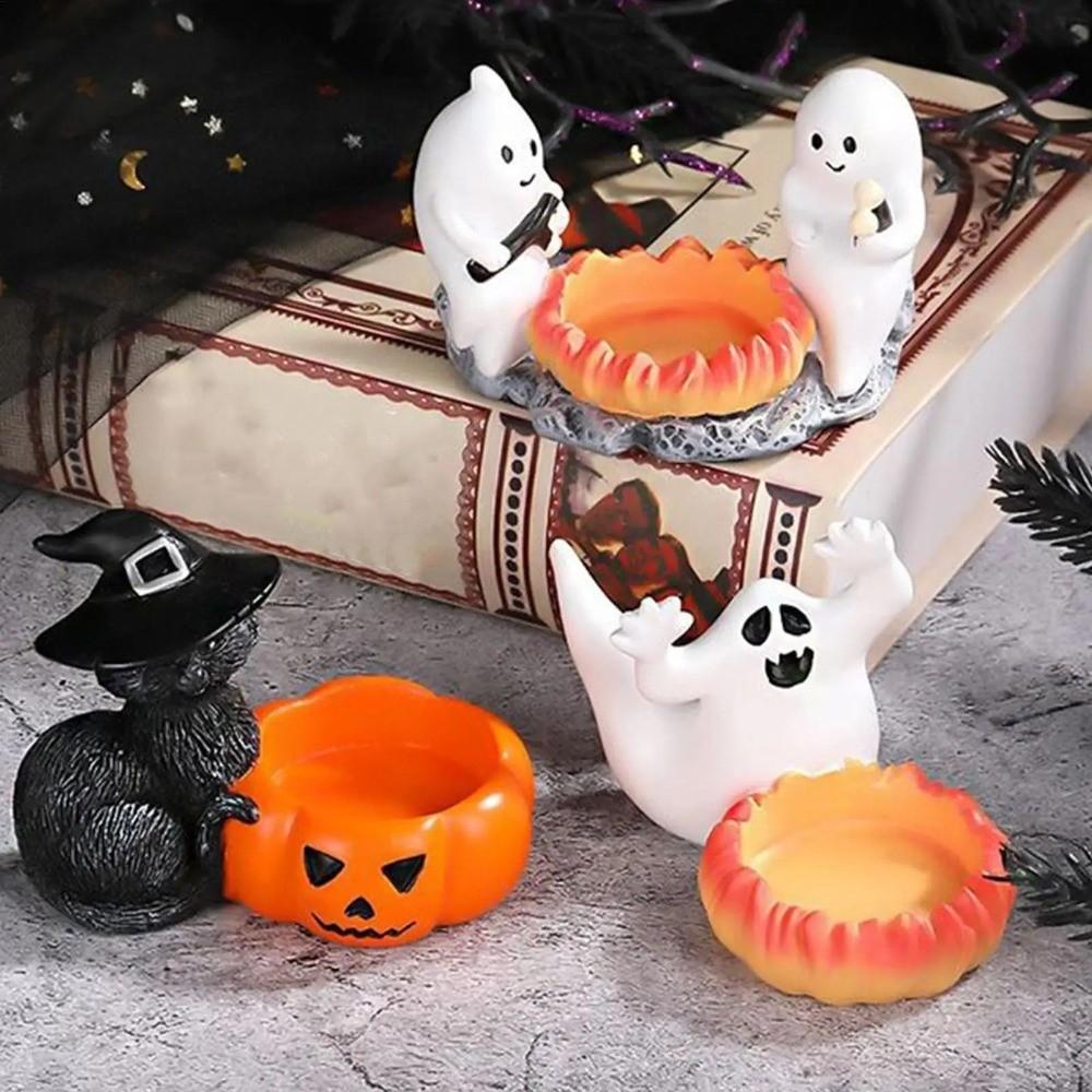 Vintage Pumpkin Candelabra Cartoon Ghost Candlestick Halloween Candle Holder  Table Centerpiece