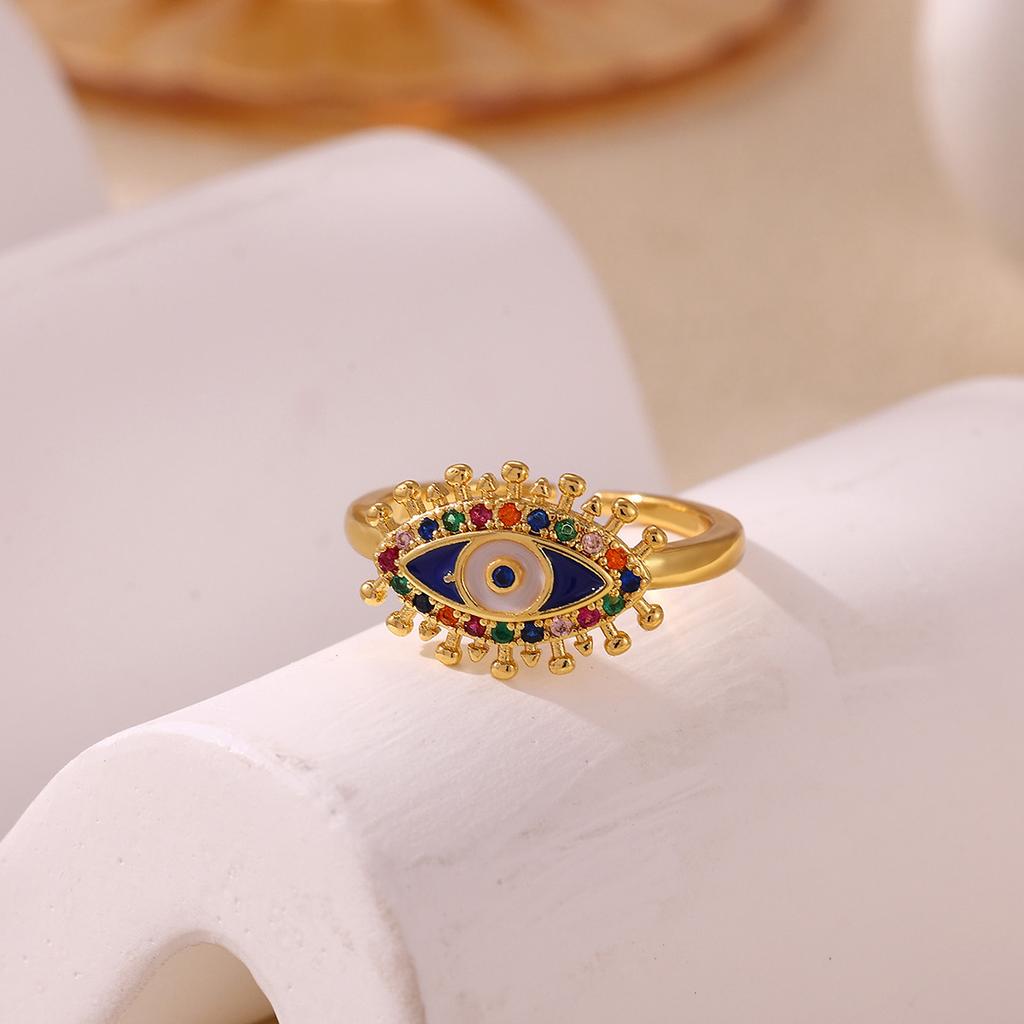 Colorful Non-Fading Eyes Punk Rings For Women Men Fashion Devil's Eye Zirconia Ring Personalized Gold Color Anillos Party Gift