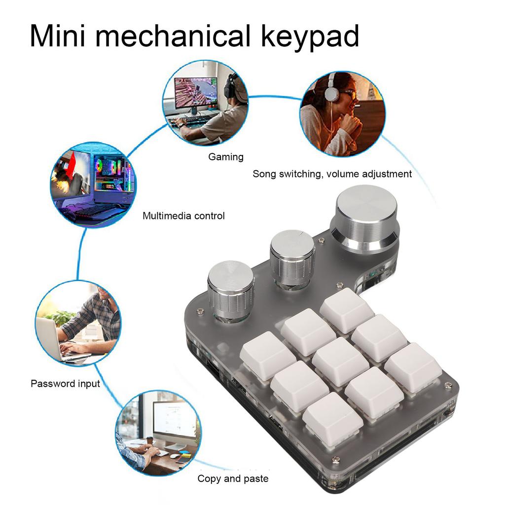 Custom Keypad 9 Keys 3 Knobs Programmable RGB Backlit Programming Macro Keypad for Computer Gaming Software