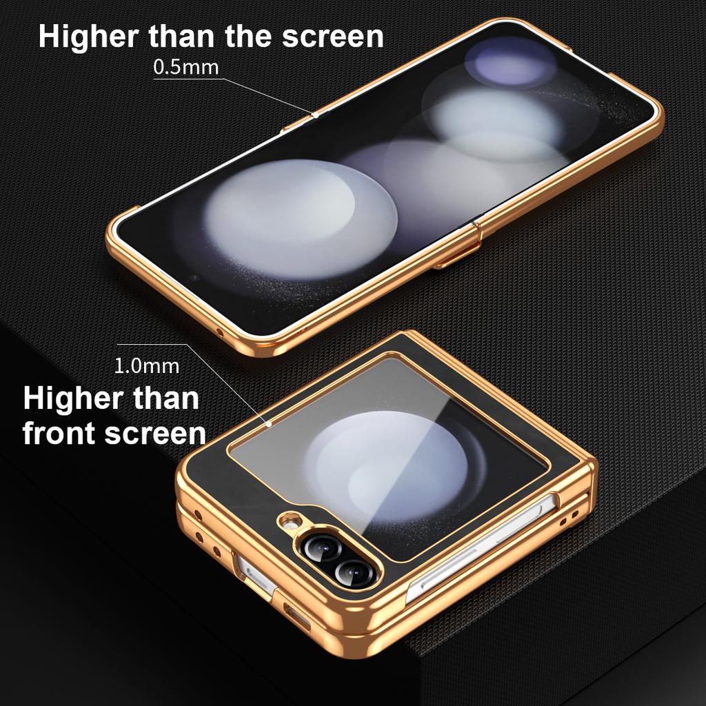 For Samsung Galaxy Z Flip7 FE 5G/Z Flip6 5G Case Hinge Protection Leather Coated PC Folding Phone Cover