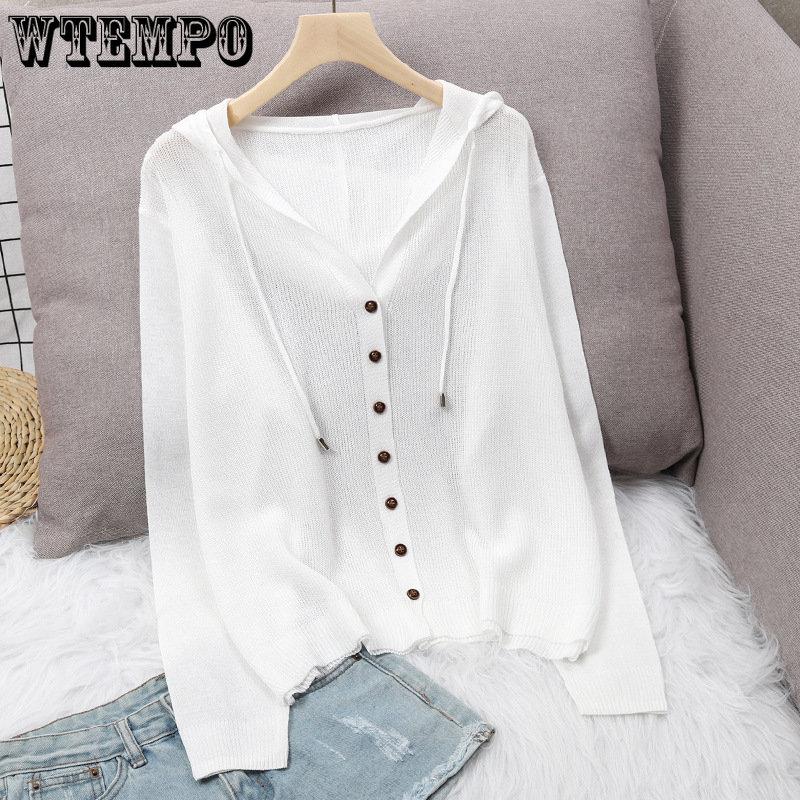 

Summer Knitted Cardigan Jacket Women s Hooded Tops Ice Silk Thin Section Hollow Sunscreen Cardigan One Size білий