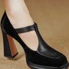 Mary Jane Shoes Women's Brown High Heels Spring and Summer 2025 New Thick Heel with Waterproof Table Square Head Single Shoes Women