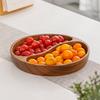 Cuenco de Frutas de Nogal Japonés con Compartimentos para Frutas Secas y Snacks