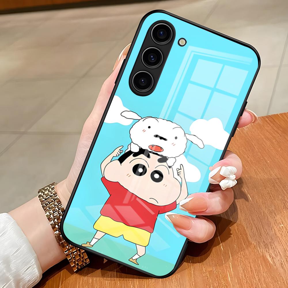 C-Crayon Cartoon Shin Chan Phone Case For Samsung S26 S25 Edge Ultra S23 S22 S21 S20 Ultra Plus S24 Fe A54 A53 A25 Glass Cover