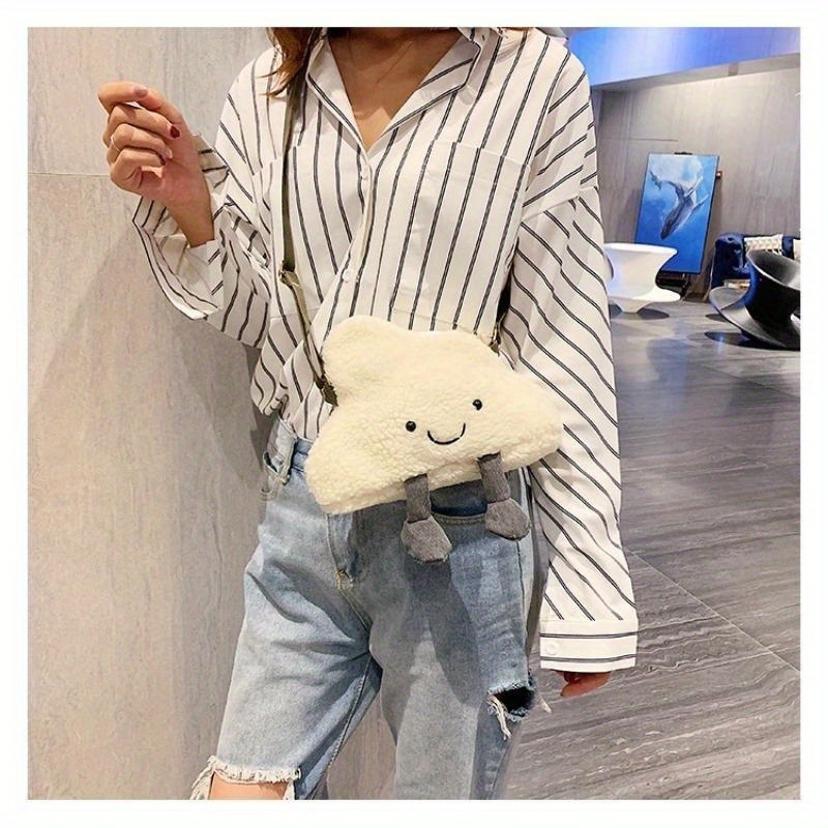 1 Pcs Fashion Cartoon Clouds Satchel Bags Kawaii Plush Soft Phone Purses Women Lovely Shoulder Bag Ladies Crossbody Bags