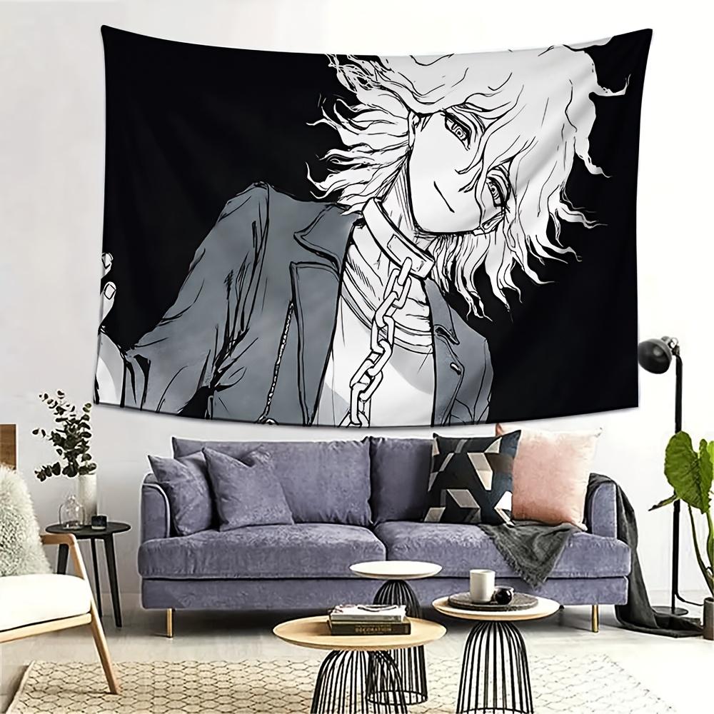 

VIKAMA Danganronpa Nagito Komaeda Tapestry Black and White Anime Manga Style Wall Hanging Bedroom Dorm Desk Backdrop Decoration 74x94cm(29x37in)
