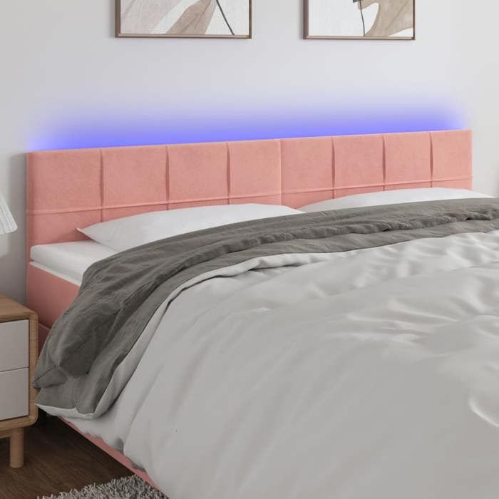 VidaXL Tête de Lit à LED Meuble de Chambre à Coucher Accessoire de Lit Double Tête de Cadre de Lit Intérieur Rose 3121671