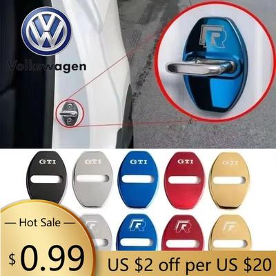 Pour VOLKSWAGEN VW 4pcs Alliage Couvercles de Serrure de Porte de Voiture Autocollants de Protection Emblème pour Volkswagen Passat Touareg Tiguan Golf Bora Jetta