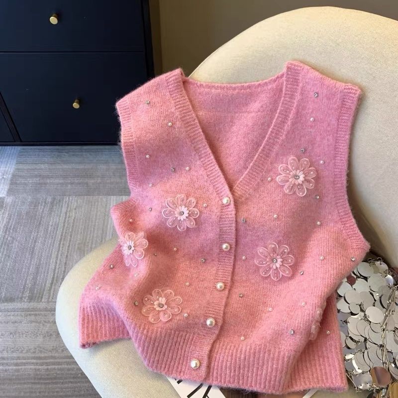 Women's Knitted Vest Gilet Spring Loose Lazy Style Women's Sweater Cardigan Outerwear Top