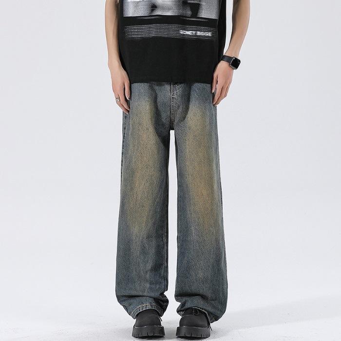 

Новые весенне-летние брюки-шаровары, грязные брюки, выгоревшие, вываренные в соленой воде, уличные джинсы, брюки 36