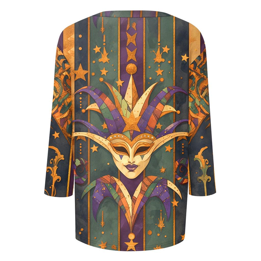 Dámské tričko s potiskem 3/4 rukáv denní víkendová móda základní véčkový výstřih běžný top