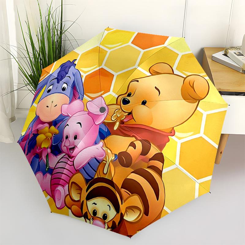 

Winnie and friends Themed Travel Umbrella-8 Ribs Automatic Opening and Closing, Portable Folding Design, Compact and Stylish Umbrella