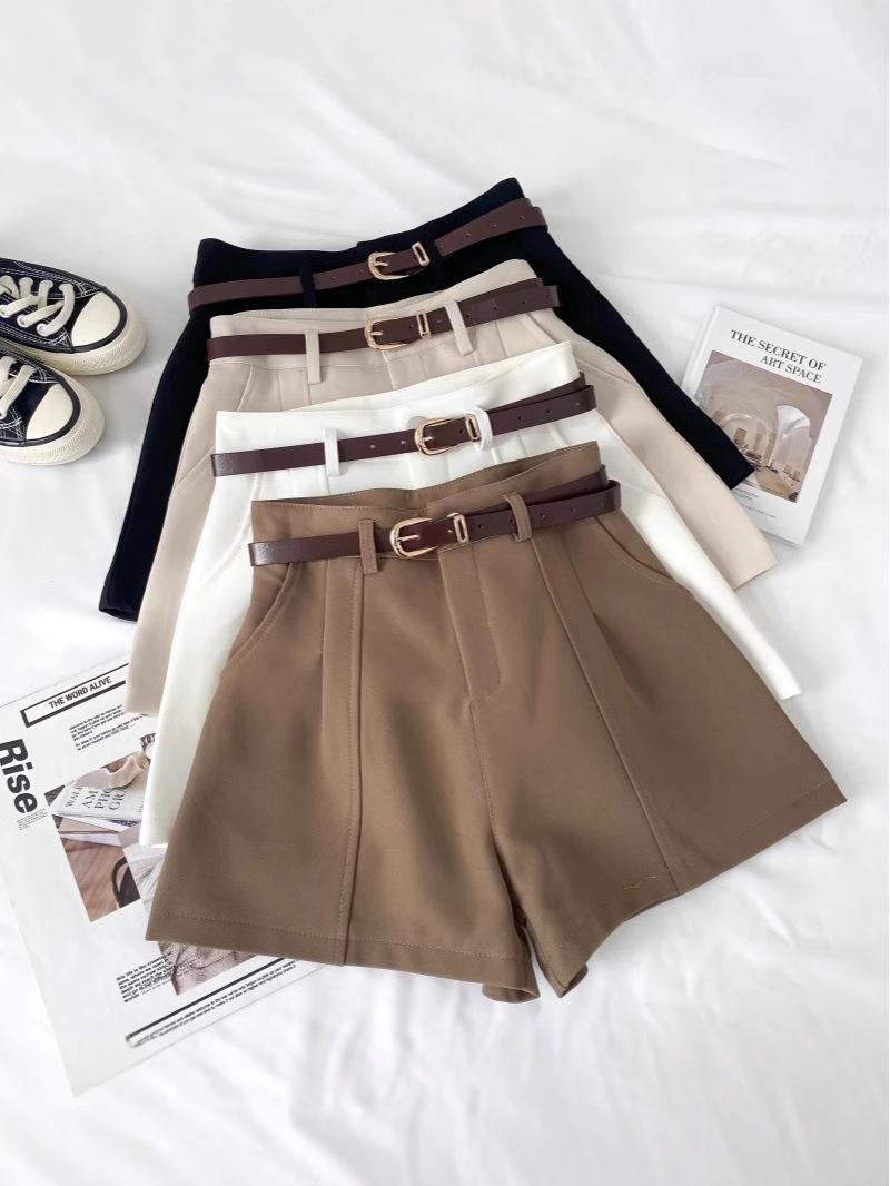 

Women s 2024 Summer High Waist Slimming Wide-Leg Belted Suit Shorts Extra Small