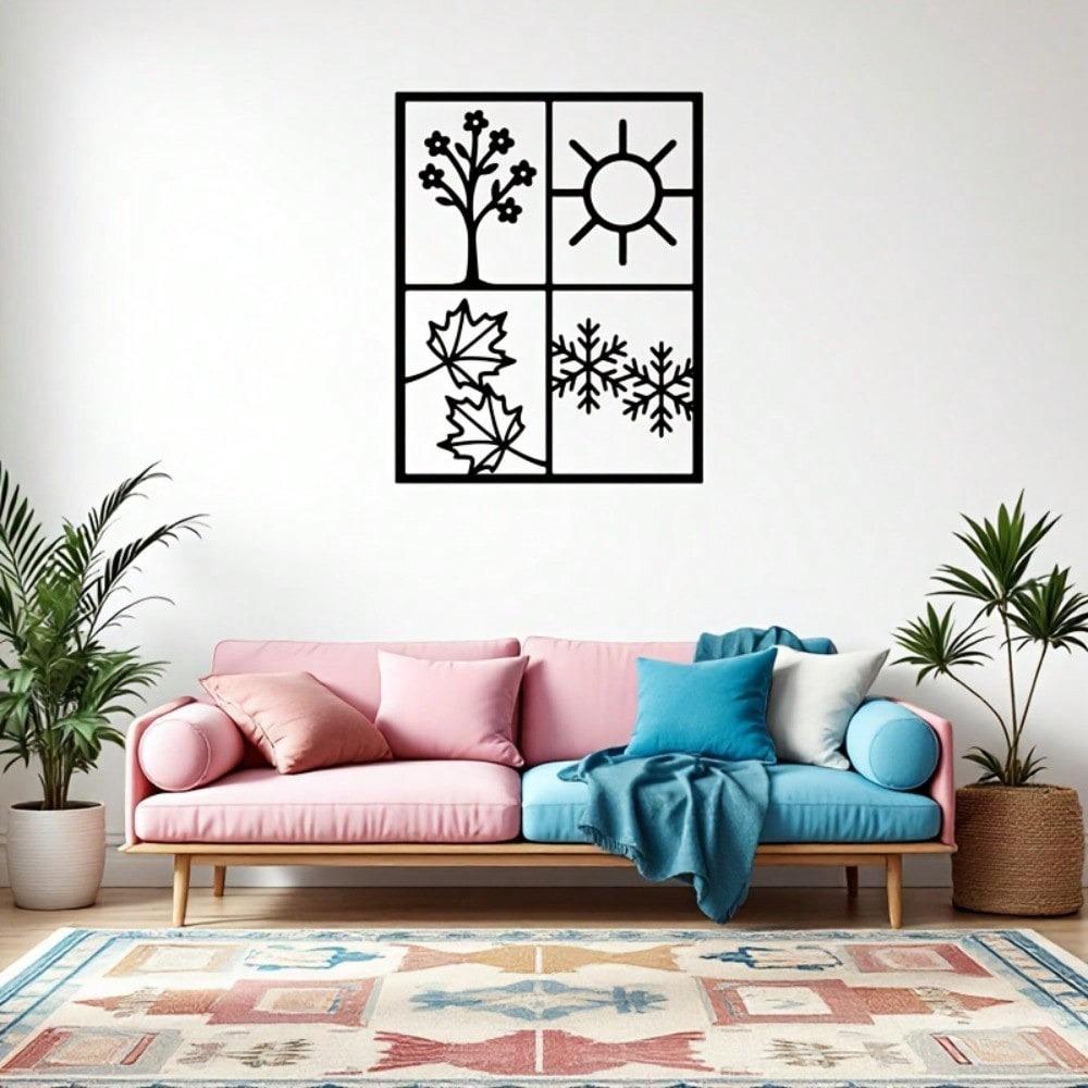 4 Season Metal Wall Art Iron Sculpture Home Decor Gift for Wedding Birthday Housewarming