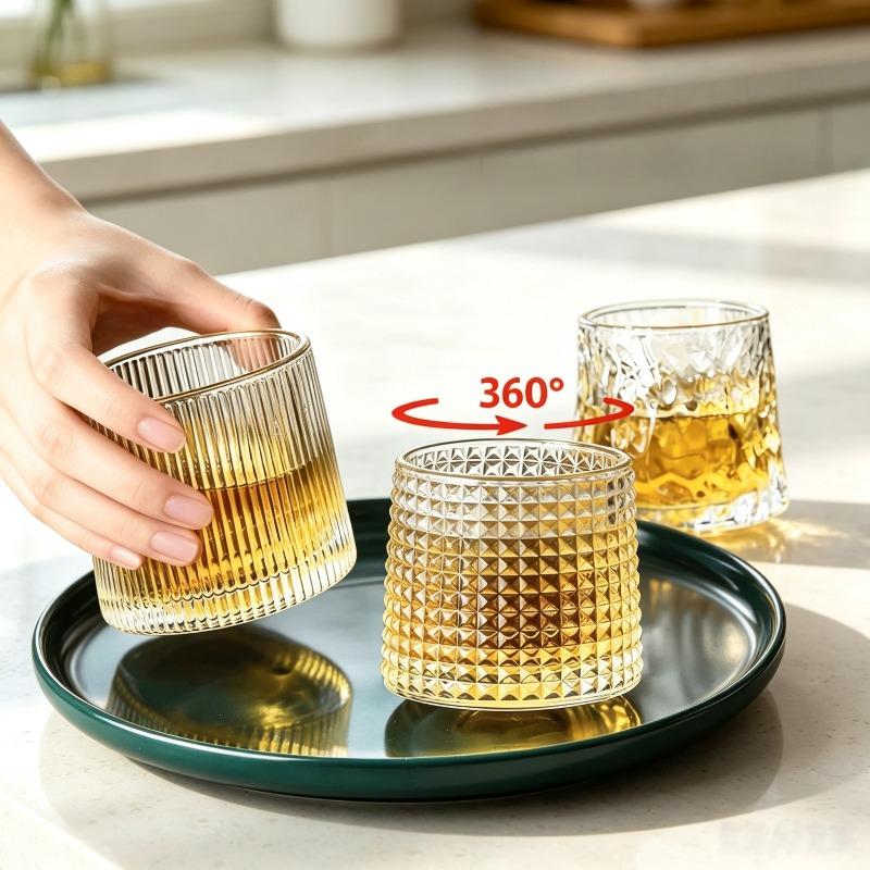 Drehbarer Glasbecher Oberteil Drehbarer Glasbar Whiskeyglas Dekompressionsglas Ausländisches Weinglas Wasserglas