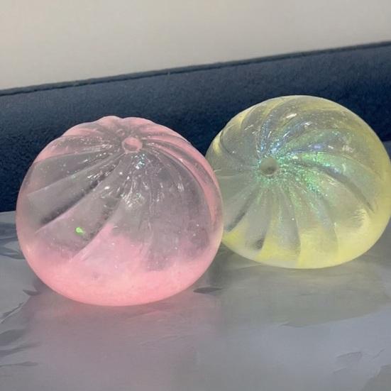 Stress Relief Steamed Bun Toy Portable Travel Slow Rising Clear Bun Sensory Toy Kids Adults Soft Stress Ball Bun Squeeze Pinch Fidget Toy