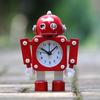 Creative Robot Decorative Clock Korean Cartoon Boy Alarm Clock Quartz Silent Decorative Watch Bedroom Decoration Ornaments