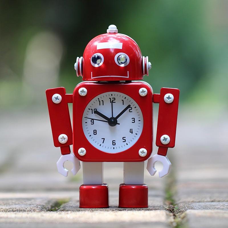 Creative Robot Decorative Clock Korean Cartoon Boy Alarm Clock Quartz Silent Decorative Watch Bedroom Decoration Ornaments