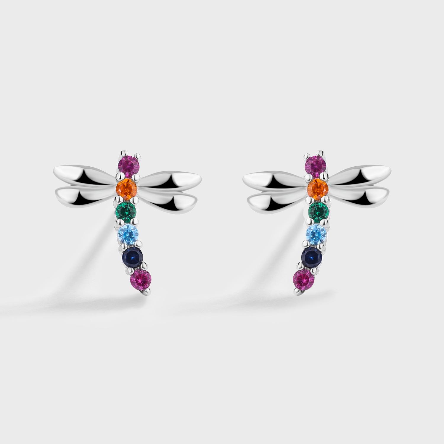 

Креативные серебряные серьги в форме стрекозы S925 для женщин, высококачественные цветные серьги с цирконом, ювелирные изделия, подарок на годовщину, ювелирные изделия из стерлингового серебра белый