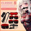 Sex Toy Kits 8Pcs Handcuff Leg Cuffs Eyeblinder Mouth Gag Nipple Clamp 5M Sexope Collar Leash Flirt Teaser Set Couple SMtoy