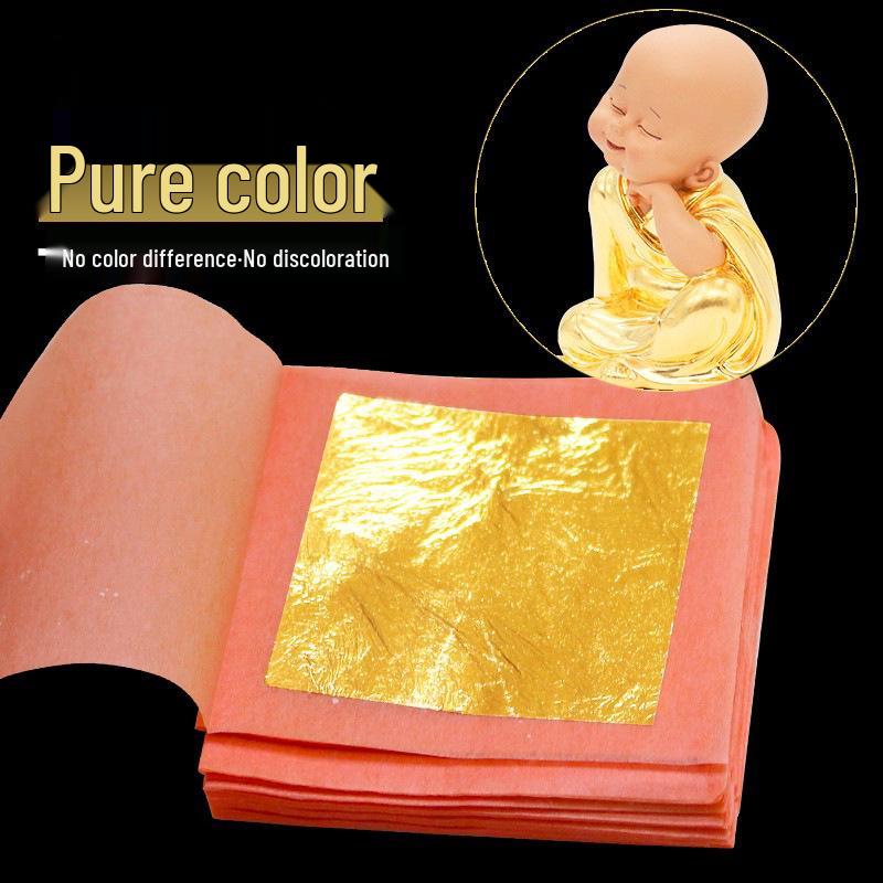 24K Gold Leaf Sheets for Decoration - 99% Pure, Ideal for Buddha Statue Gilding, Art Projects & Crafts - 10 Sheets