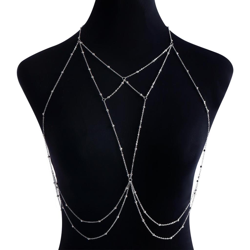 Sexy Beach Body Jewelry: Exaggerated Tassel Necklace with Flash Diamond Pendant for a European and American Casual Look