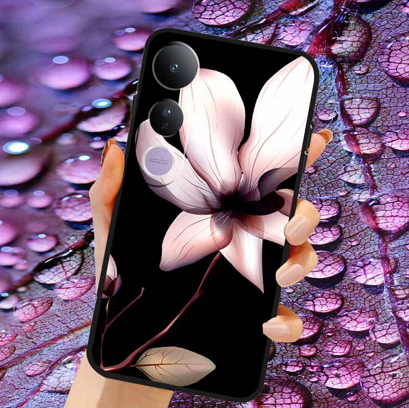 Case For Vivo V50 Lite Soft 3D Flower Relief Emboss Silicone Covers for Vivo V 50 Lite 4G 5G V50Lite Soft Capa Protective Casing