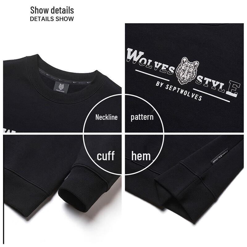 Septwolves Men's Embroidered Wolf Head Sweatshirt