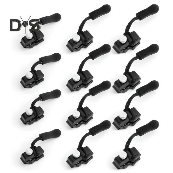 

12 шт. комплект для ремонта молнии, универсальная замена бегунка молнии, мгновенная фиксация молнии, скользящие зубцы, головка винта для одежды, сумок, курток set