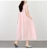 Elegant And Laid-back Style, Large Sleeveless Cotton And Linen Round-neck Vest Dress