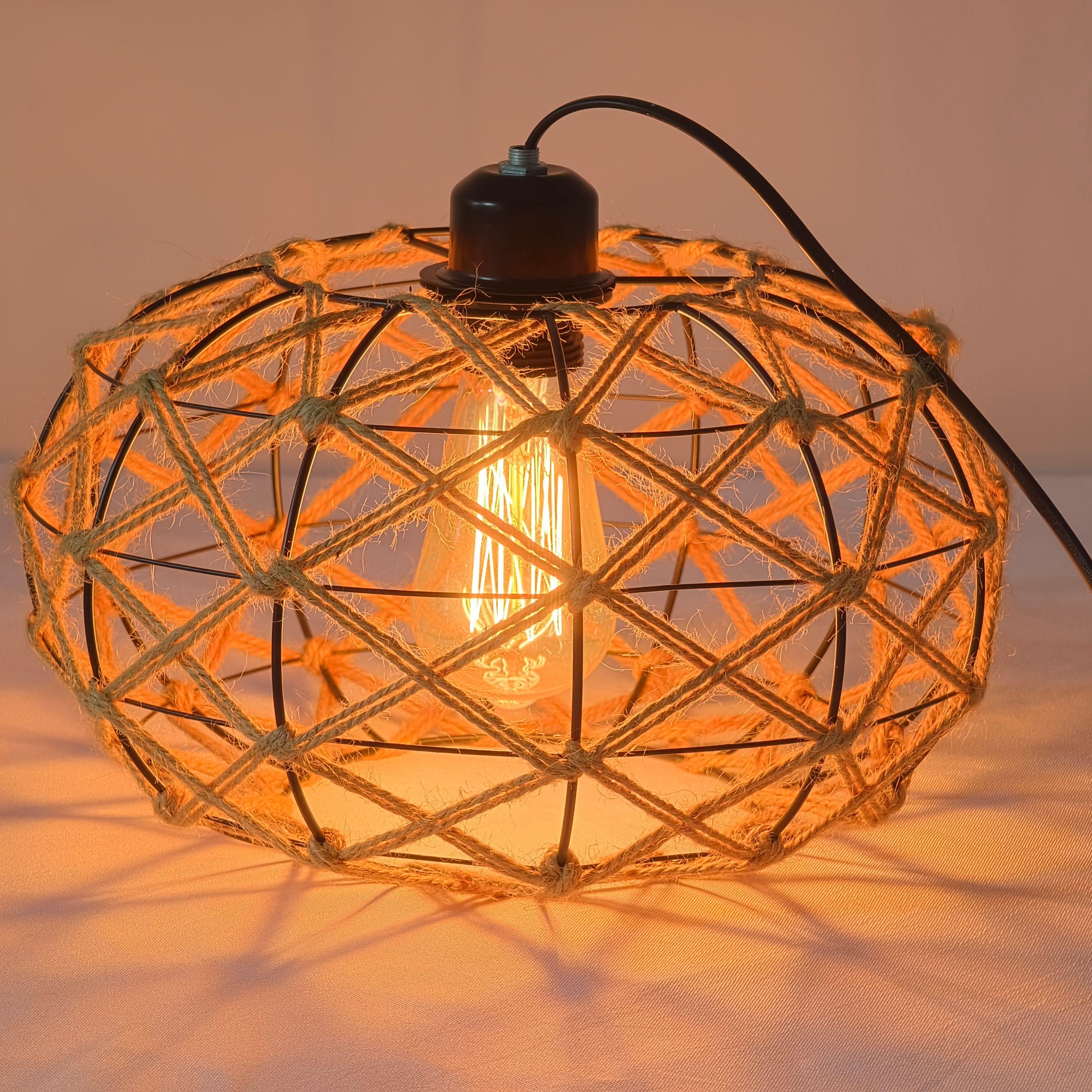 

Vintage Rope Lampshade Pendant Light Shade for Industrial Style Decor Cozy Atmosphere for Rustic Design E27 Ceiling Chandeliers Without E27 Bulb&30cm
