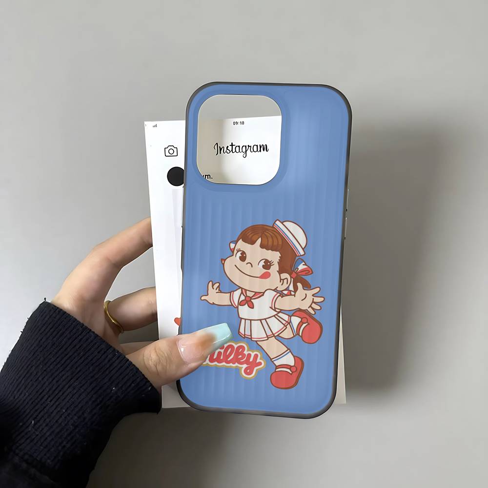 Fujiya Milky Peko Chan For IPhone 16 15 14 13 12 11 17 Pro Max Plus Wave Corrugated Phone Case Anti Drop Cover