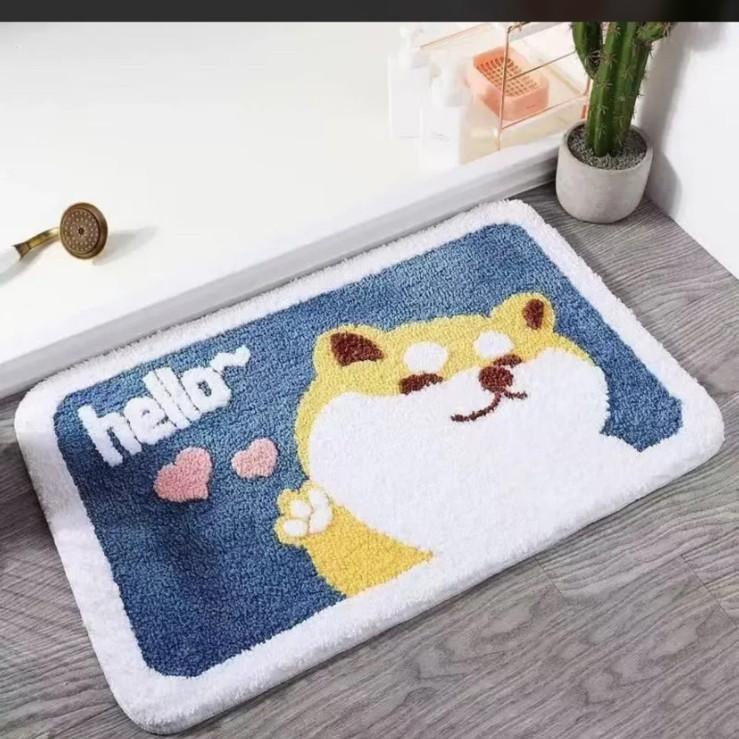 New Cartoon Cute Animal Imitation Cashmere Floor Mat Bathroom Absorbent Floor Mat Bedroom Thickened Carpet