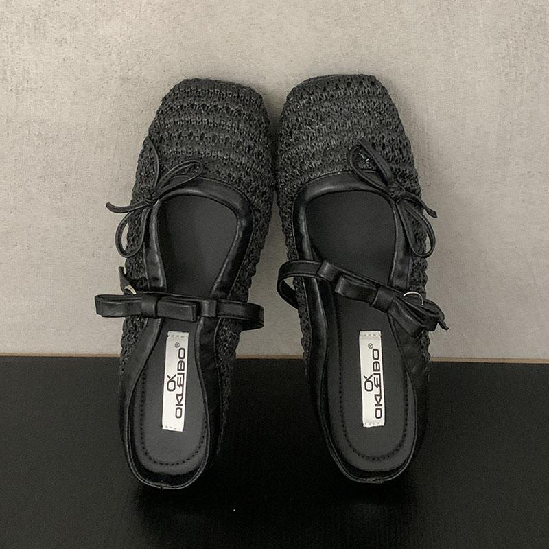 Fashion Fashion Weave Women Flats Slip On Shoes Butterfly-Knot Summer Spring Female Shallow Footwear Ladies Flats Mary Janes Shoes