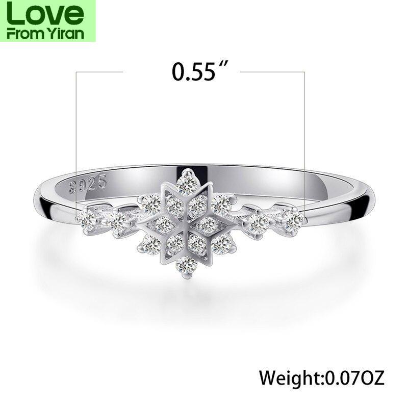 100 %Real  Tone Cubic Zircon Stone Rings Luxurious Female Women Flower Snowflake Finger Ring Boho Promise Love Engagement