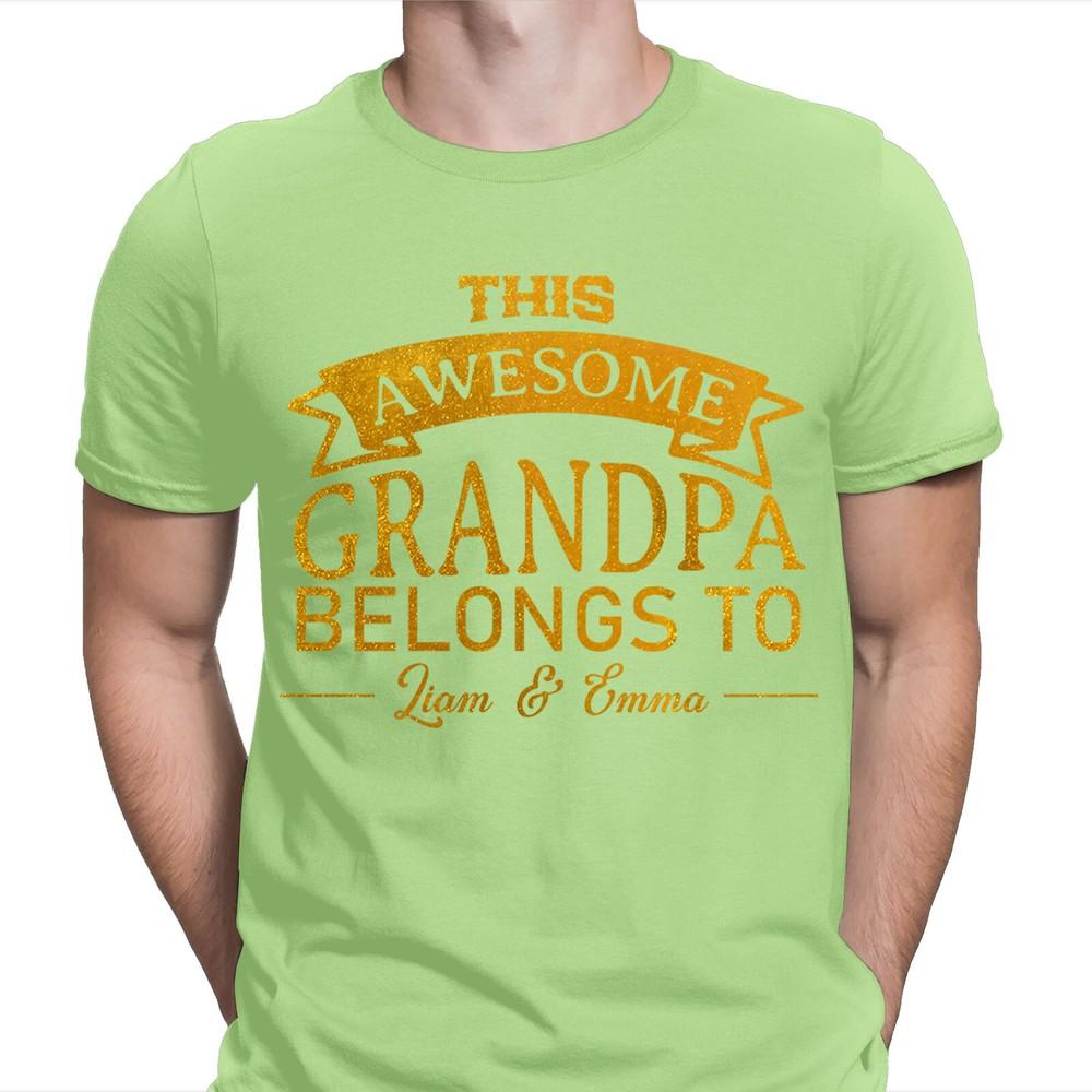 This Awesome Grandpa Belongs To Personalised Fathers Day Birthday T Shirt 2T1A1