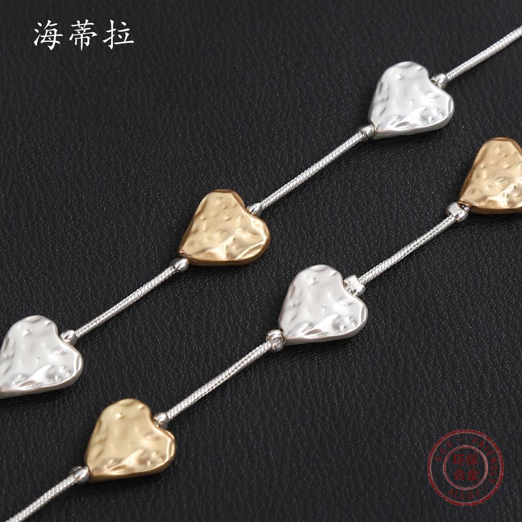 Irregular dumb love string necklace, dumb gold and silver plated two-color splicing women's high-end neck chain