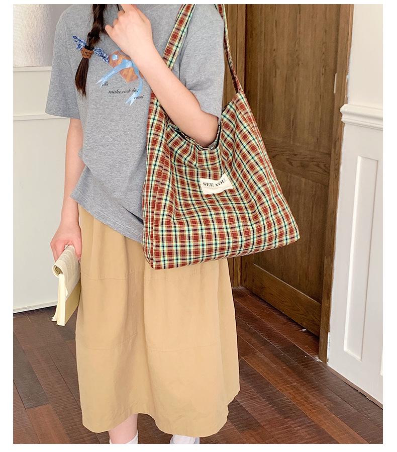 Women's Plaid Commuter Tote: Stylish, Versatile, Large-Capacity Shoulder Bag