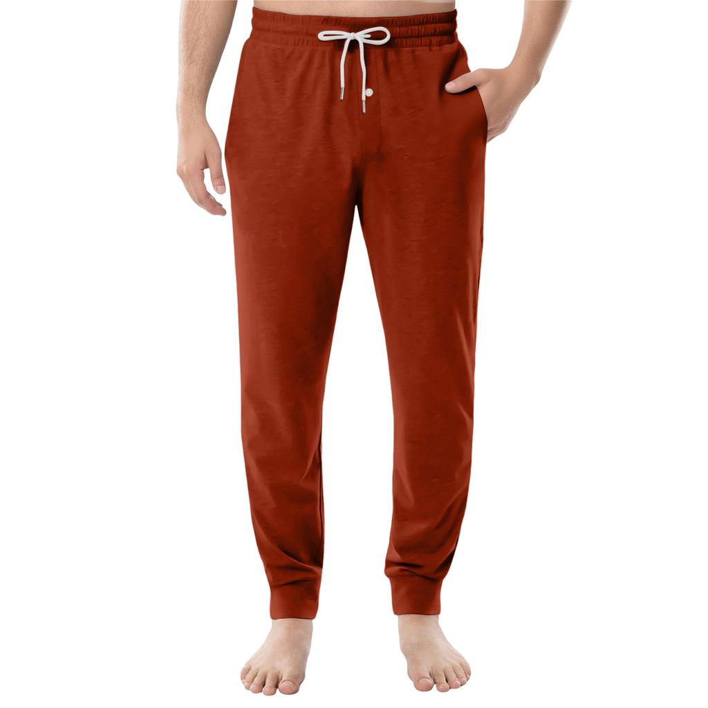Men's Drawstring Pocket Cuffed Casual Pants Home Sleep Pants