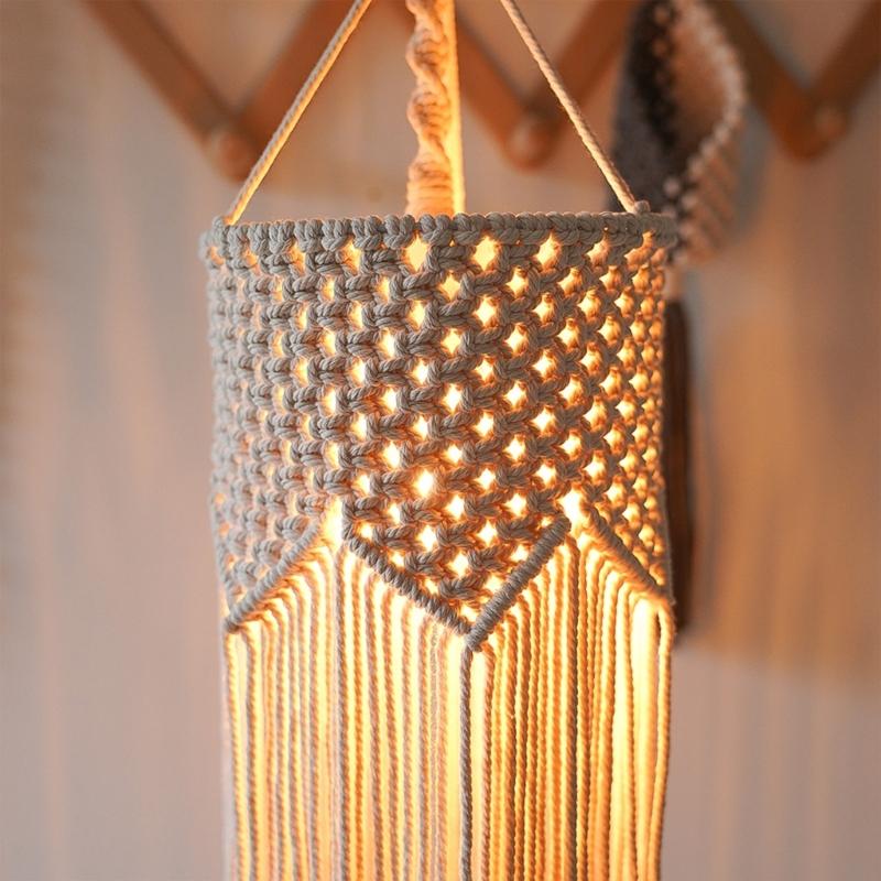 Chandelier Shade, Handmade Pendant Lighting Cover Lamp Shade, 25x55cm Cotton Hand Woven Pendant