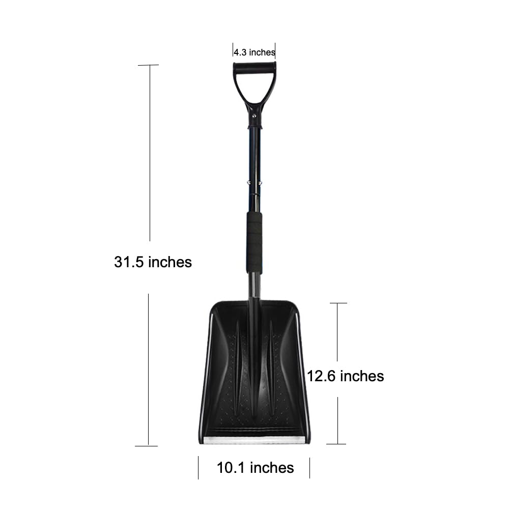 All-in-One Foldable Snow Shovel, Adjustable D-Grip & Retractable Handle for Car Emergency, Driveway, Home